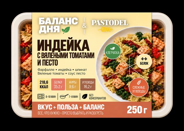 Упаковка: Индейка с вялеными томатами и песто