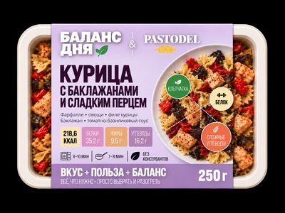 Упаковка: Курица с баклажанами и сладким перцем